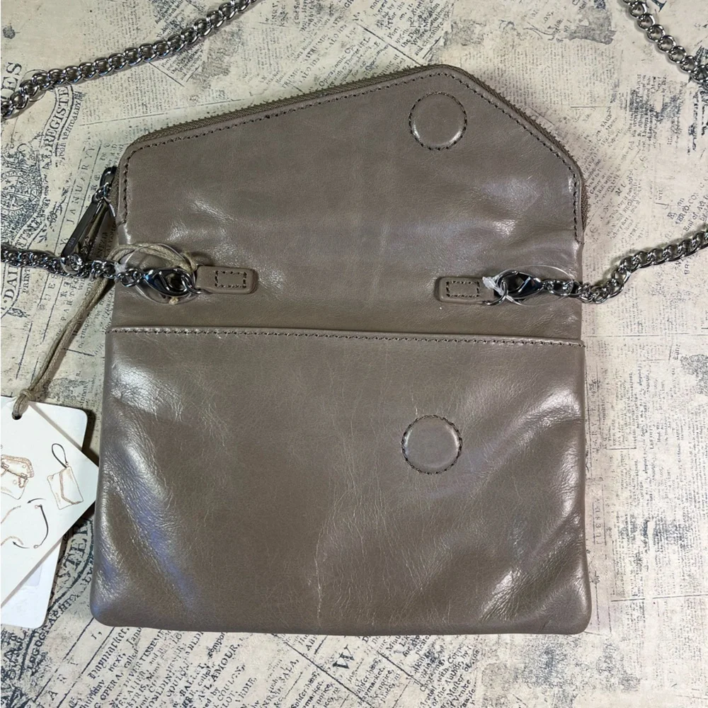 HOBO Daria NWT Tan Leather Convertible Crossbody Clutch Foldover Bag